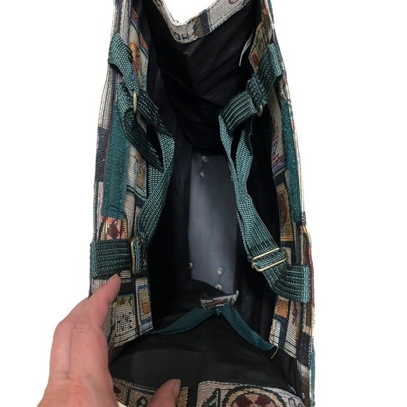 Vintage Home Sweet Home Tapestry Print Collapsible Tote Bag w/ Wheels - Picture 6 of 7